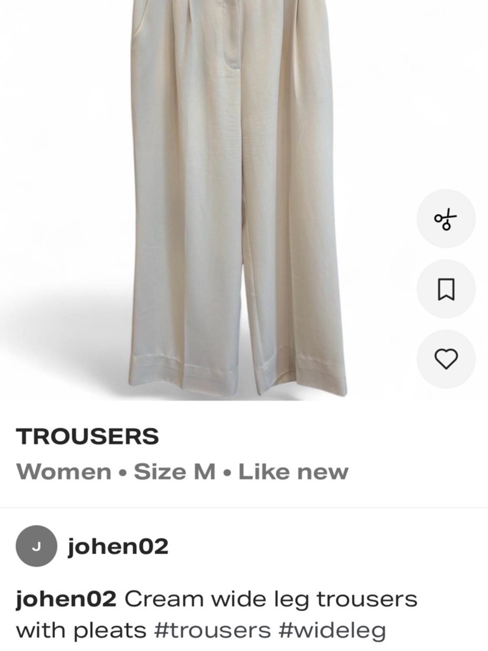 Cream Wide Leg Trousers – Women